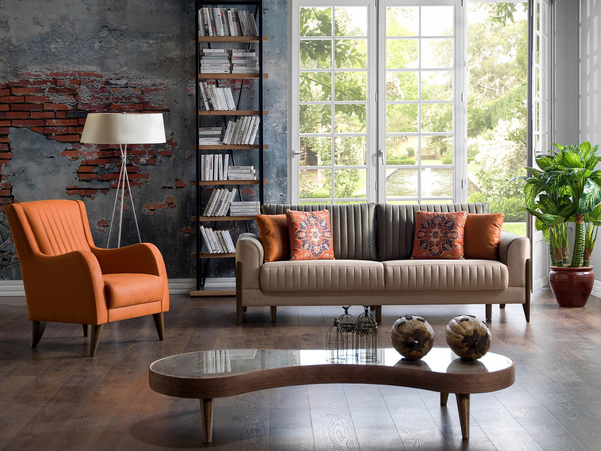 Piero Hande Orange Mid-Century Accent Chair from Bellona - Luna Furniture