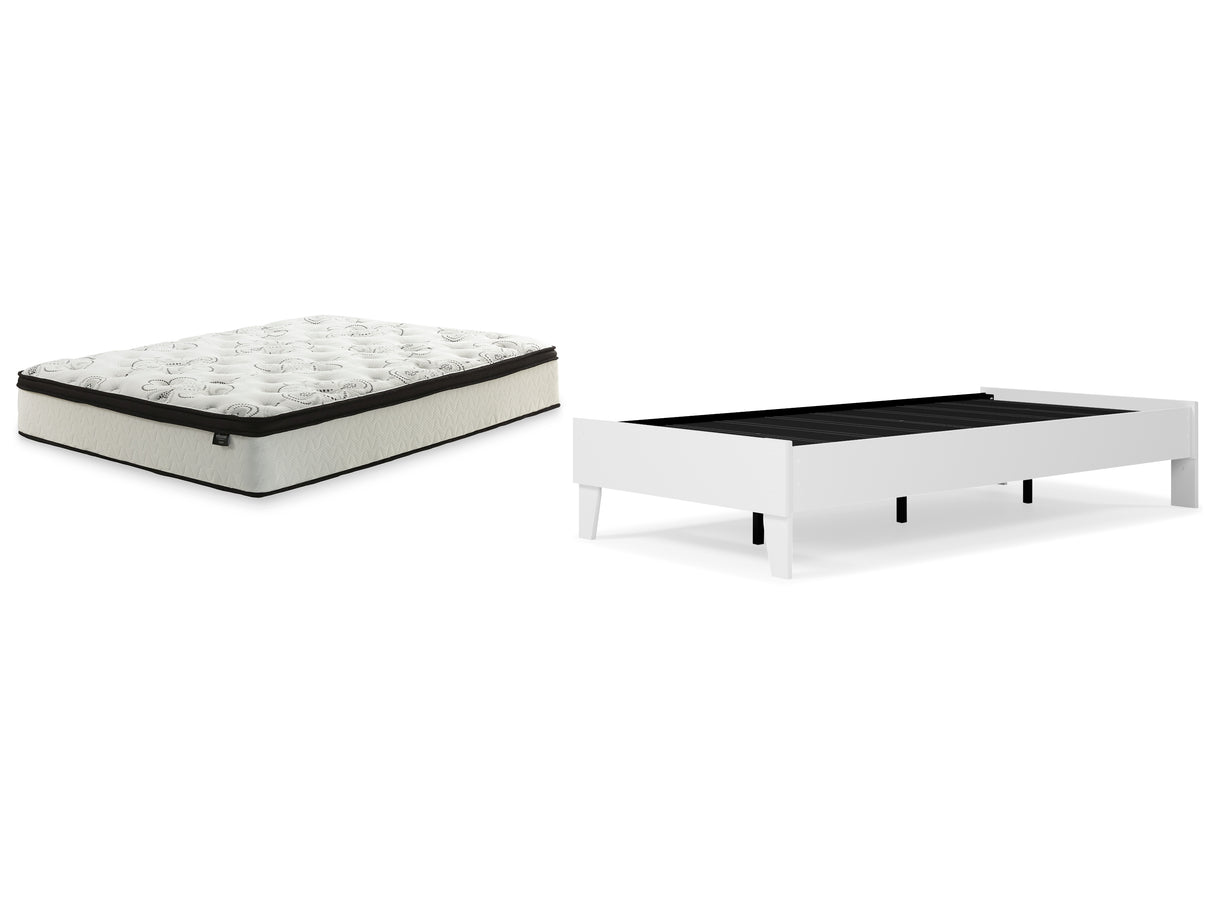 Piperton Twin Platform Bed with Mattress in White from Ashley - Luna Furniture