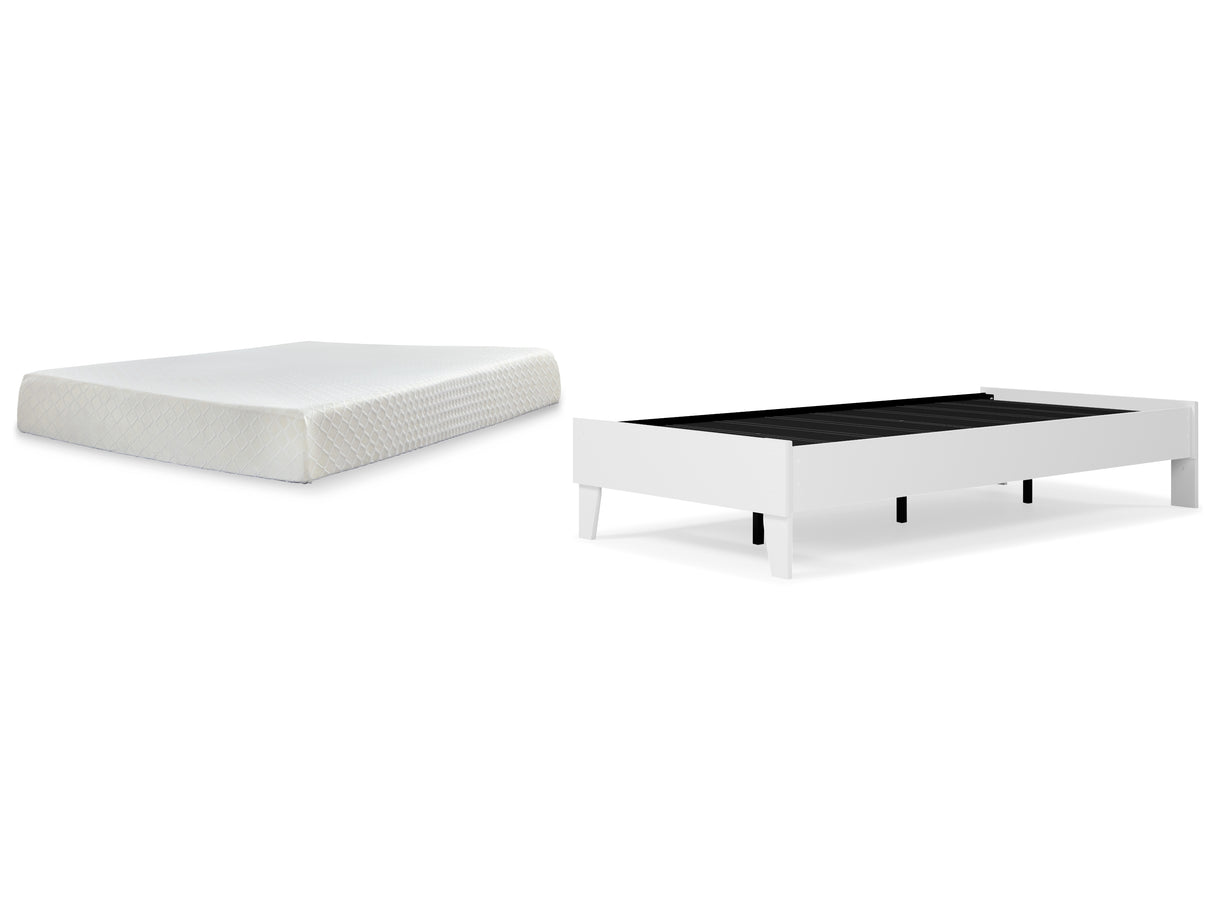 Piperton Twin Platform Bed with Mattress in White from Ashley - Luna Furniture