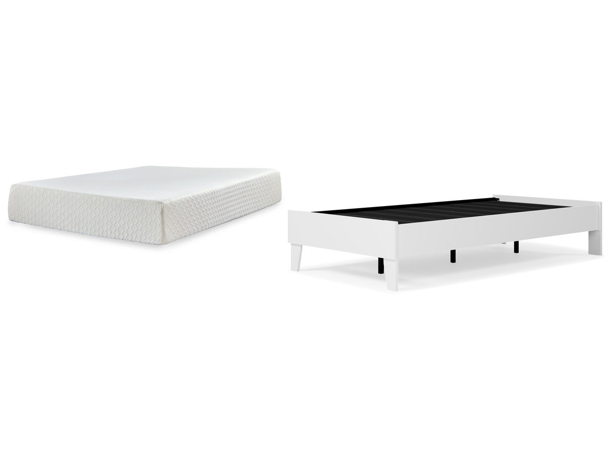 Piperton Twin Platform Bed with Mattress in White from Ashley - Luna Furniture