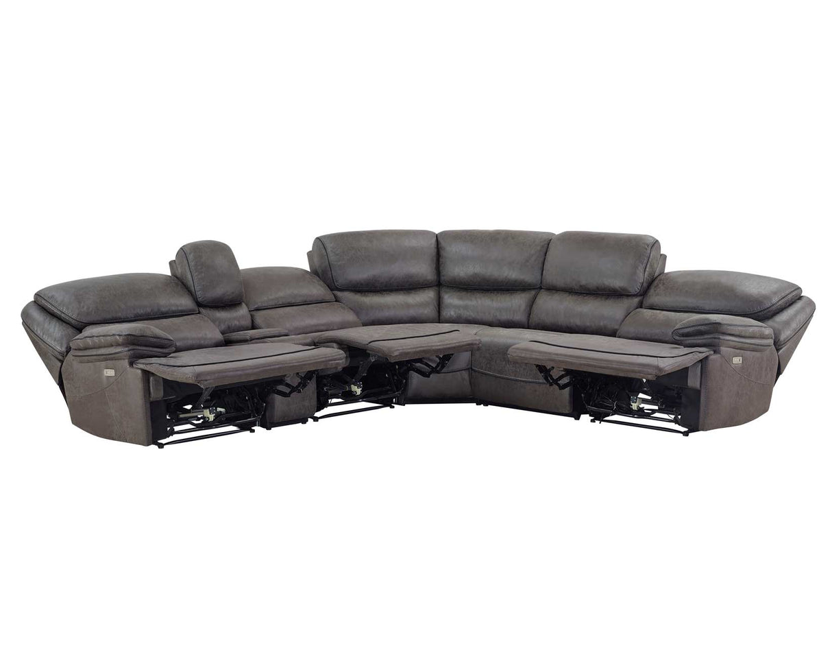 Plaza Smoked Gray 6-Piece Power Reclining Sectional from Steve Silver - Luna Furniture