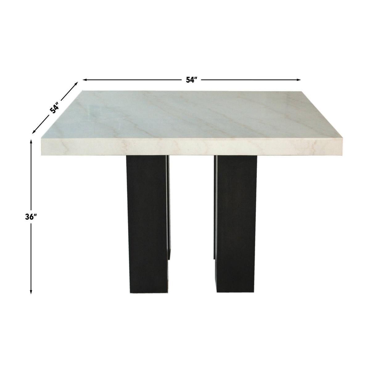 Artemis White Square Marble Top 9-Piece Counter Height Dining Set with White Vegan Leather Chairs