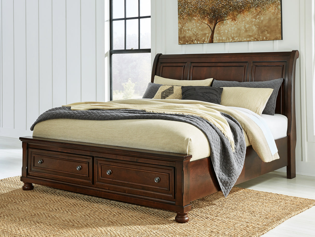 Porter Rustic Brown California King Sleigh Storage Platform Bed from Ashley - Luna Furniture