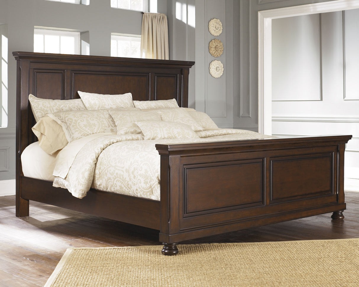 Porter Rustic Brown King Panel Bed, Chest and 2 Nightstands from Ashley - Luna Furniture
