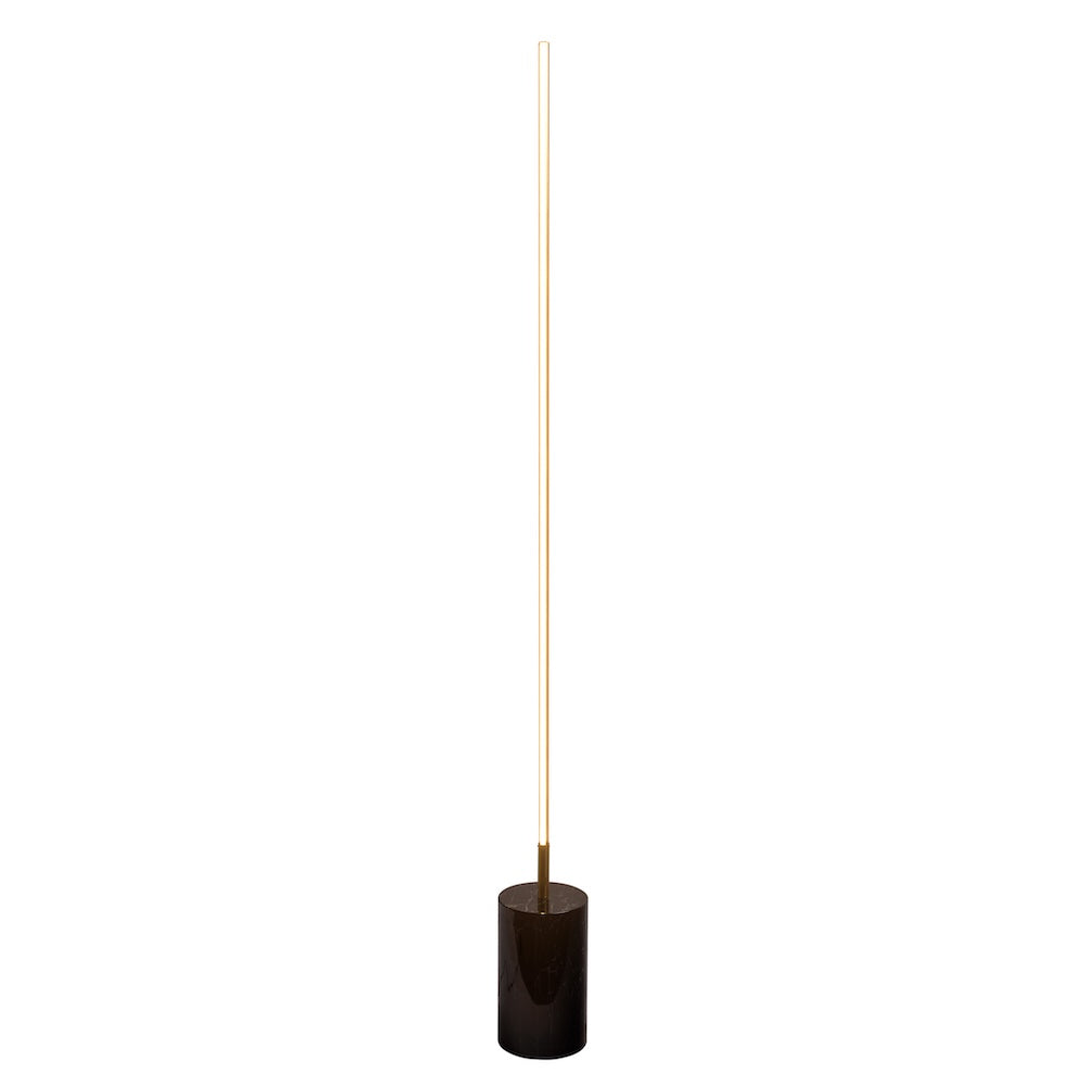 Prism Brassed Gold LED Floor Lamp with On/Off Switch Faux Marble Base from Ashcroft Furniture - Luna Furniture