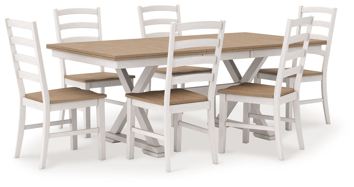 Purlaney Dining Table and 6 Chairs in Antique White/Natural from Ashley - Luna Furniture