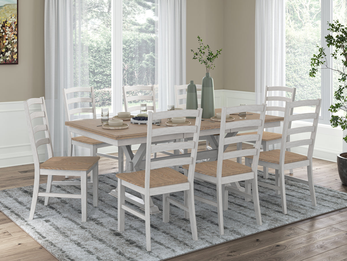 Purlaney Dining Table and 8 Chairs in Antique White/Natural from Ashley - Luna Furniture