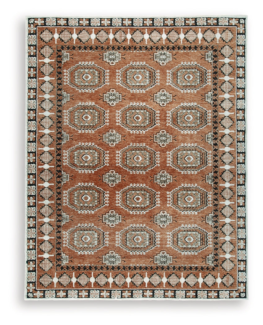 Qaabiz Sienna/Ivory/Black Large Rug from Ashley Furniture - Luna Furniture