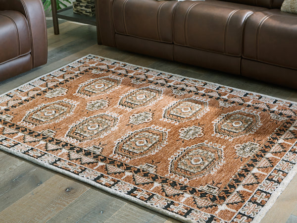 Qaabiz Sienna/Ivory/Black Medium Rug