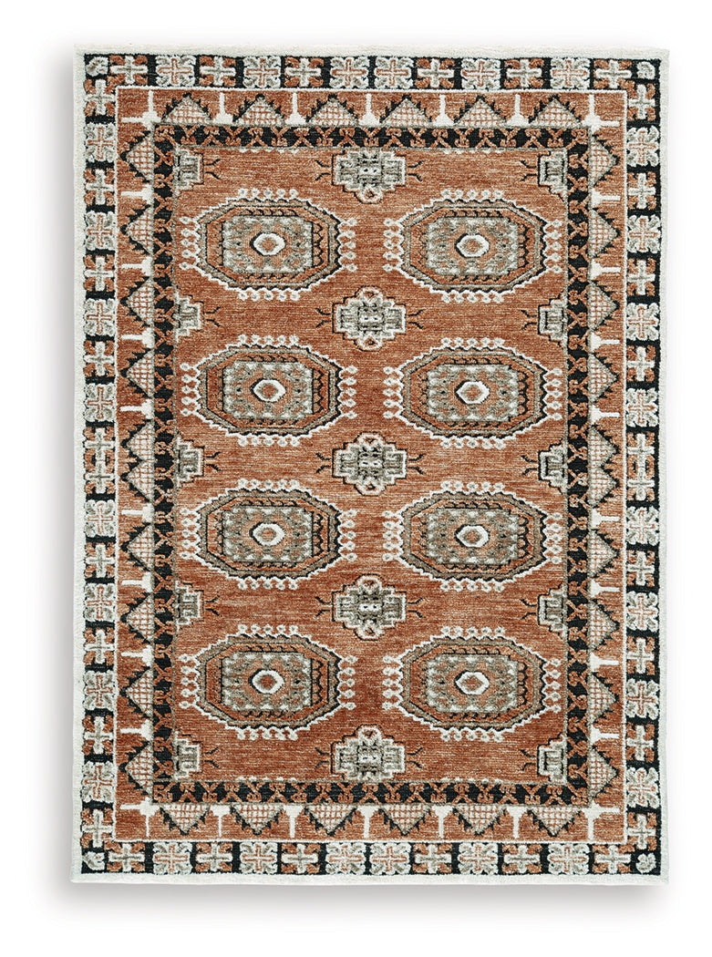 Qaabiz Sienna/Ivory/Black Medium Rug from Ashley Furniture - Luna Furniture