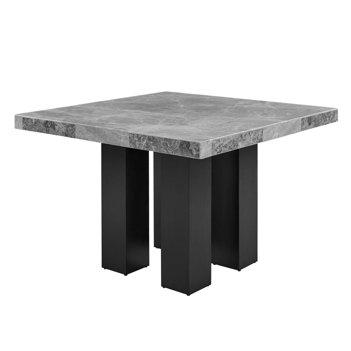 Artemis Gray Square Marble Top 9-Piece Counter Height Dining Set with White Vegan Leather Chairs