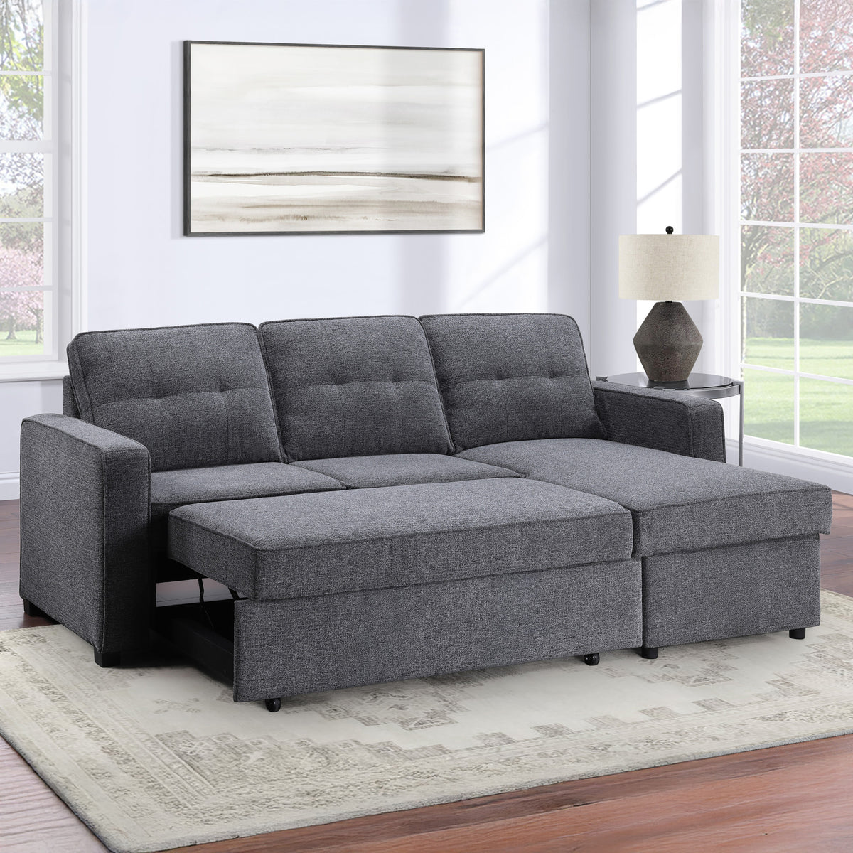 Noah Gray Flippable Convertible Storage Sleeper Chofa from Steve Silver - Luna Furniture