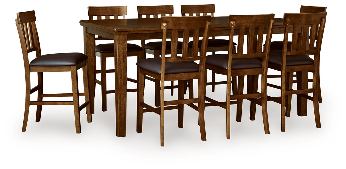 Ralene Medium Brown Counter Height Dining Table and 8 Barstools from Ashley - Luna Furniture