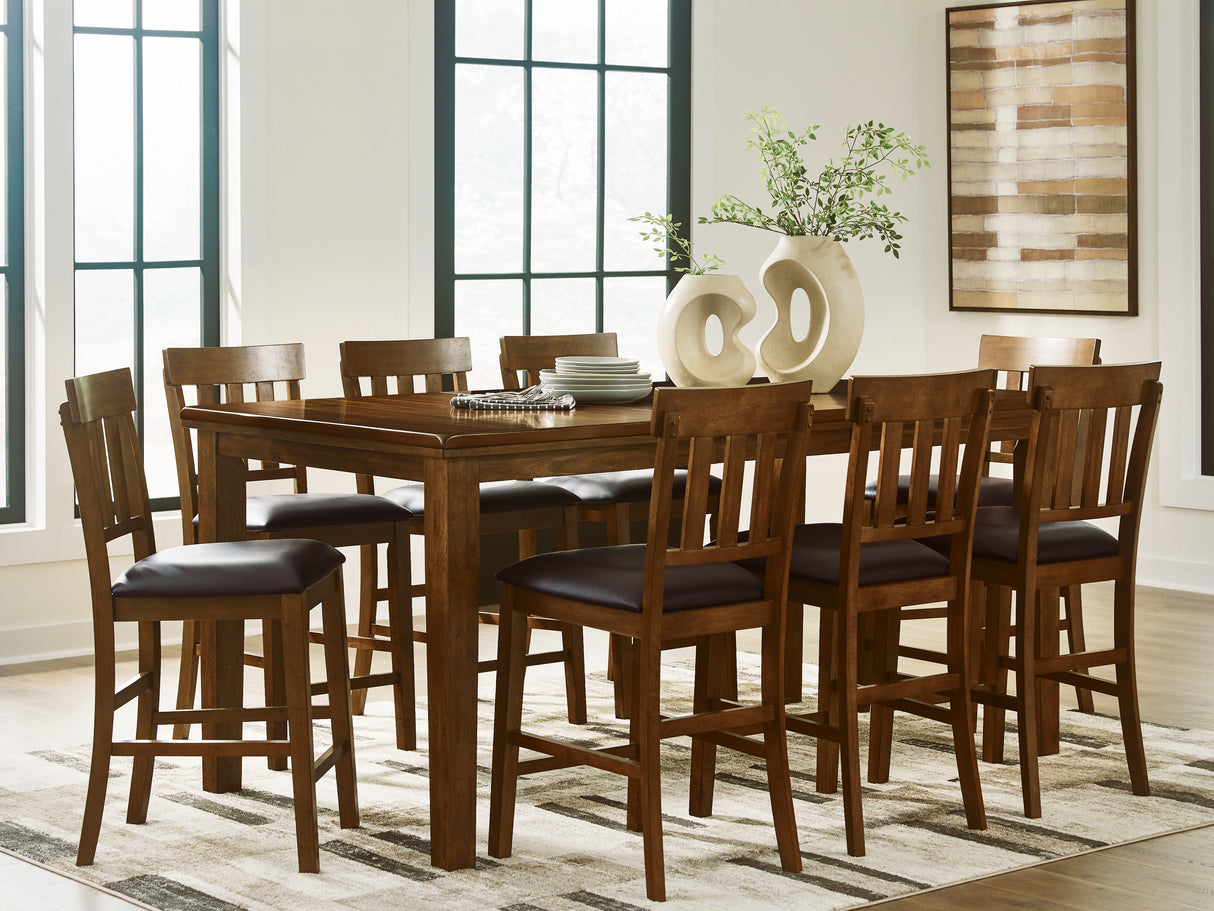 Ralene Medium Brown Counter Height Dining Table and 8 Barstools from Ashley - Luna Furniture
