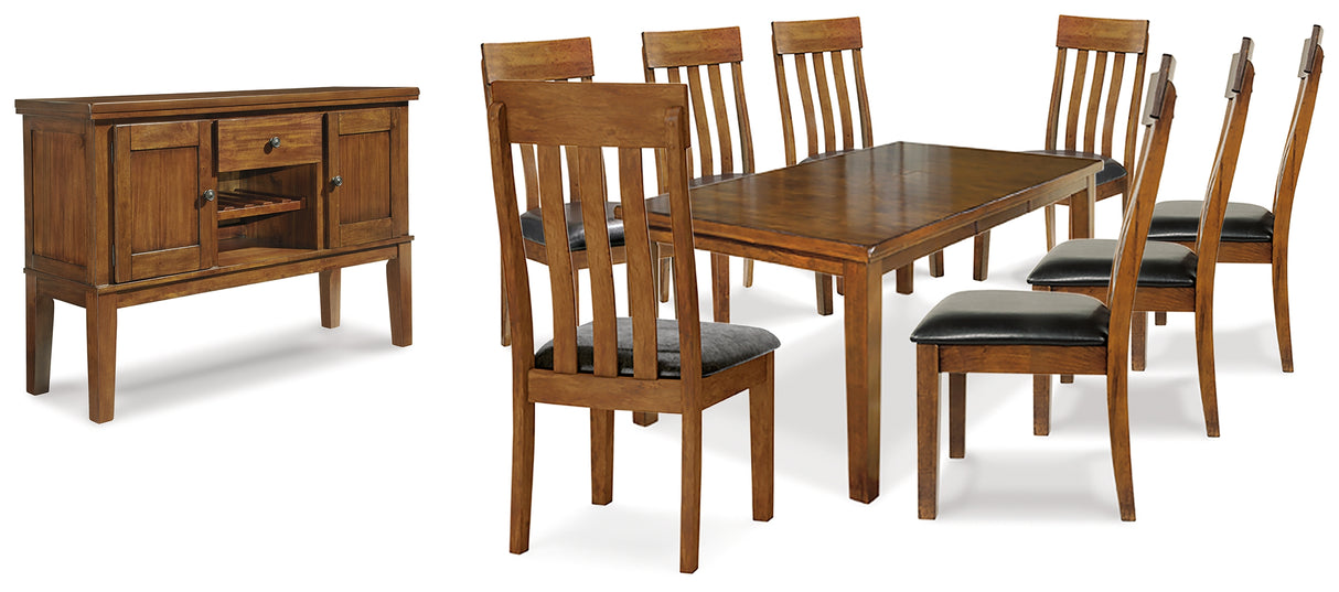 Ralene Dining Table and 8 Chairs with Storage in Medium Brown from Ashley - Luna Furniture
