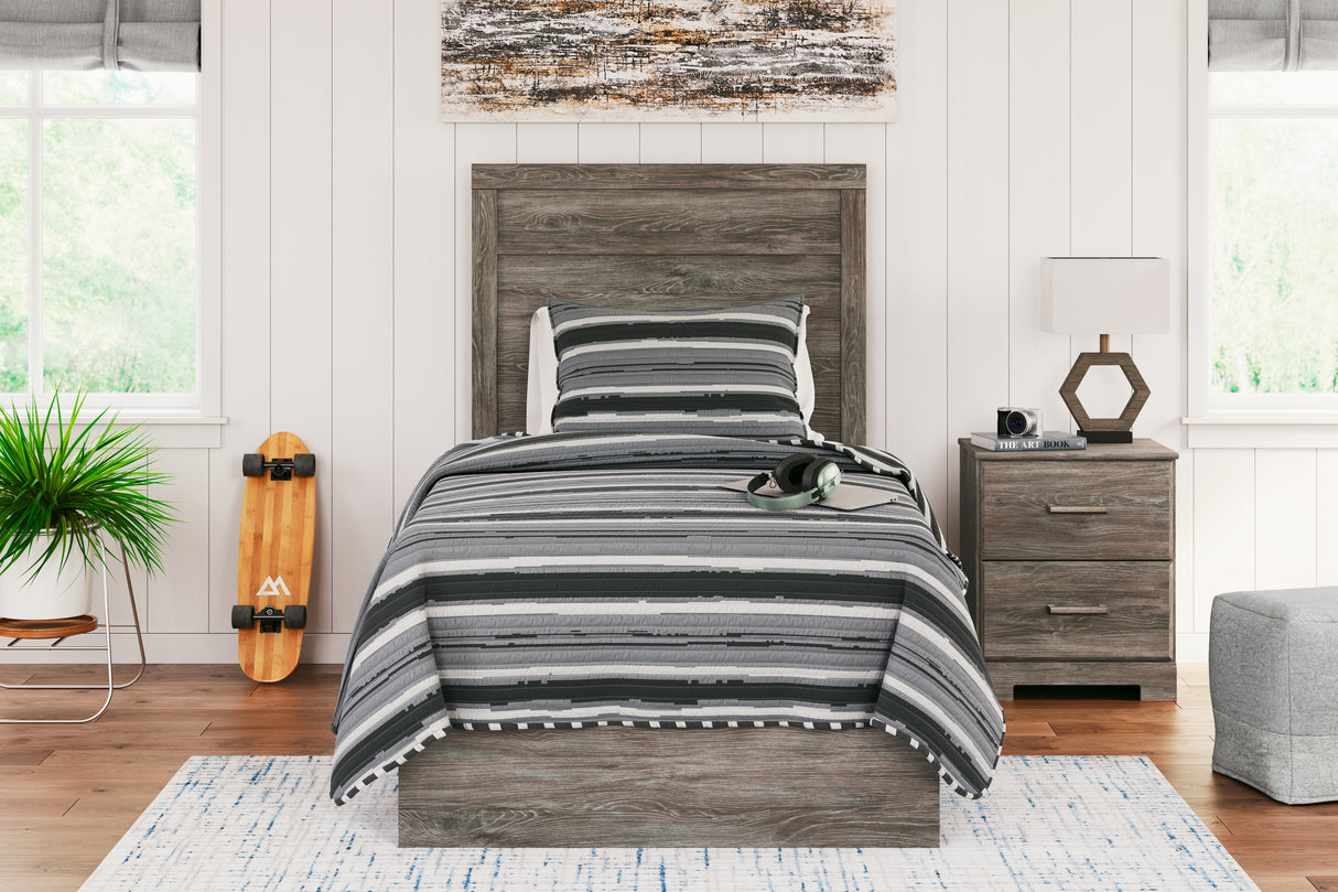 Ralinksi Full Panel Bed with 2 Nightstands in Gray from Ashley - Luna Furniture