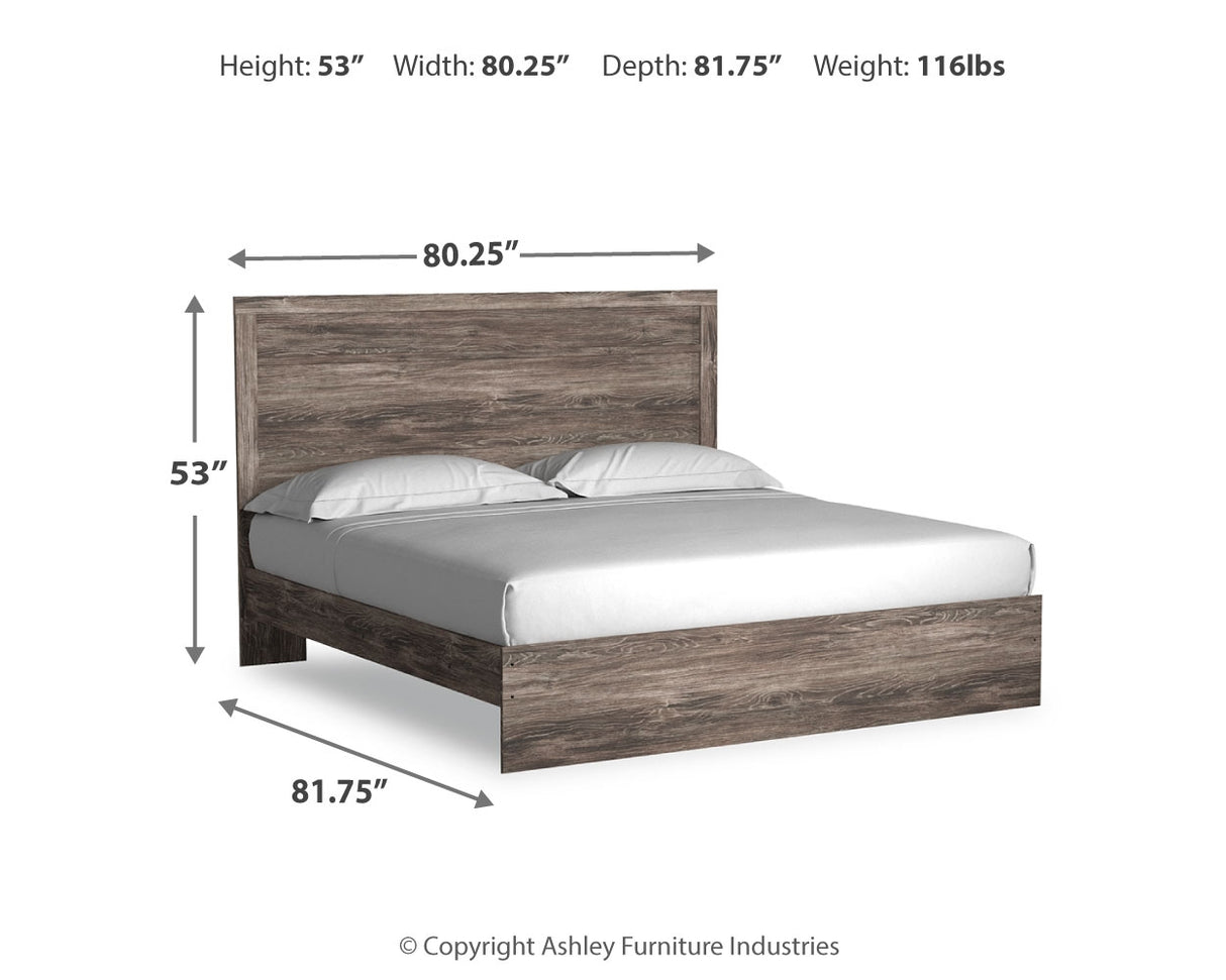 Ralinksi King Panel Bed with 2 Nightstands in Gray from Ashley - Luna Furniture