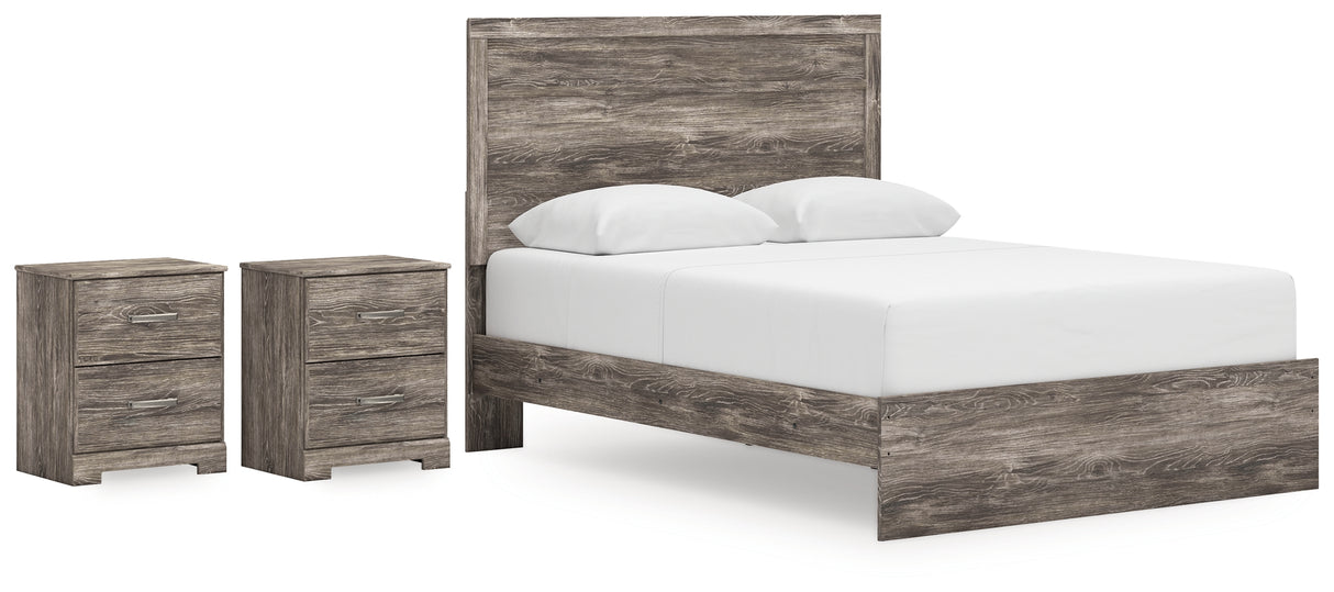 Ralinksi Queen Panel Bed with 2 Nightstands in Gray from Ashley - Luna Furniture