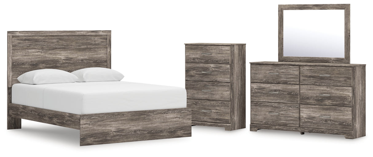 Ralinksi Queen Panel Bed with Mirrored Dresser and Chest in Gray from Ashley - Luna Furniture