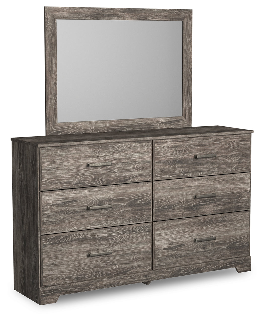Ralinksi Queen Panel Bed with Mirrored Dresser, Chest and 2 Nightstands in Gray from Ashley - Luna Furniture