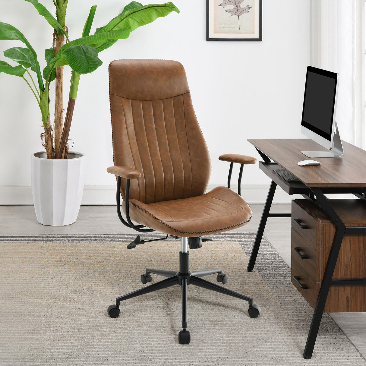 Ranger Brown Upholstered Adjustable Home Office Desk Chair from Coaster - Luna Furniture