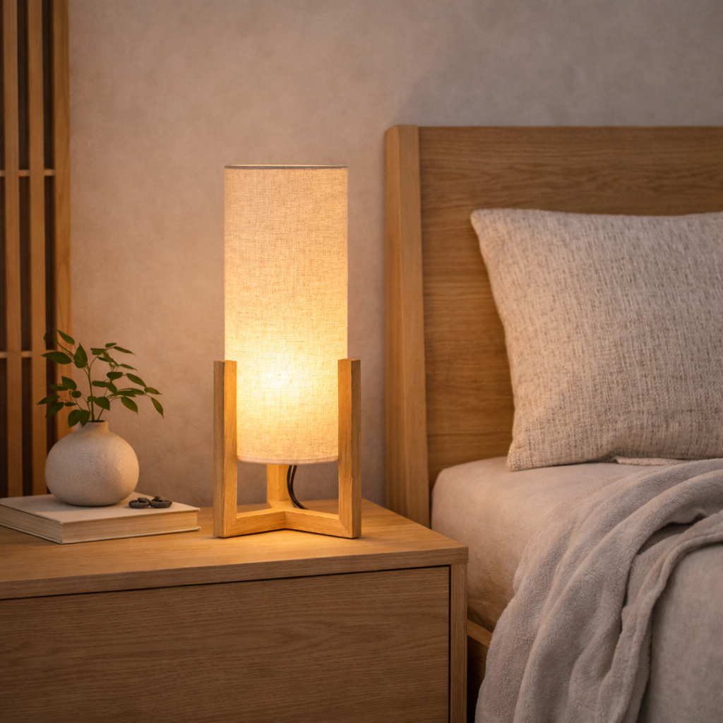Rayna Table Lamp Oak and Natural from Ashcroft Furniture - Luna Furniture