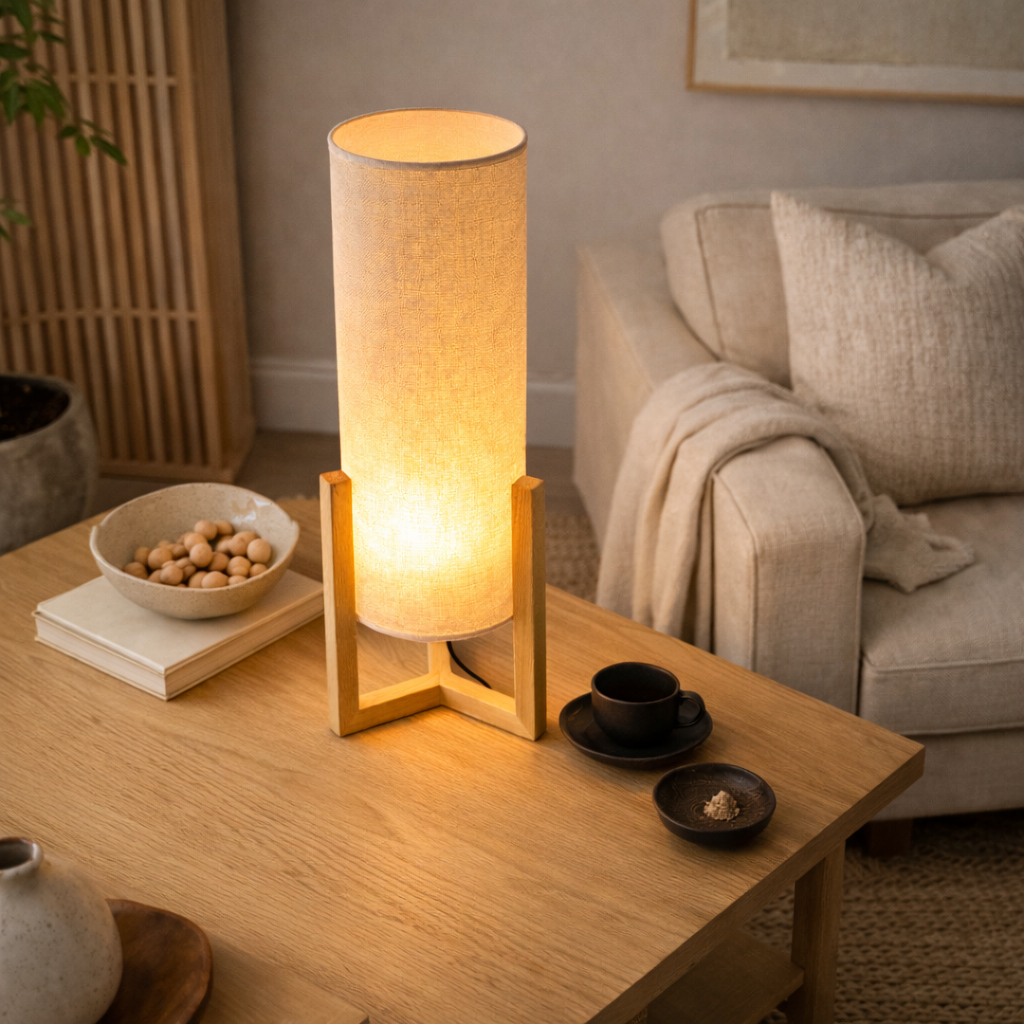 Rayna Table Lamp Oak and Natural from Ashcroft Furniture - Luna Furniture