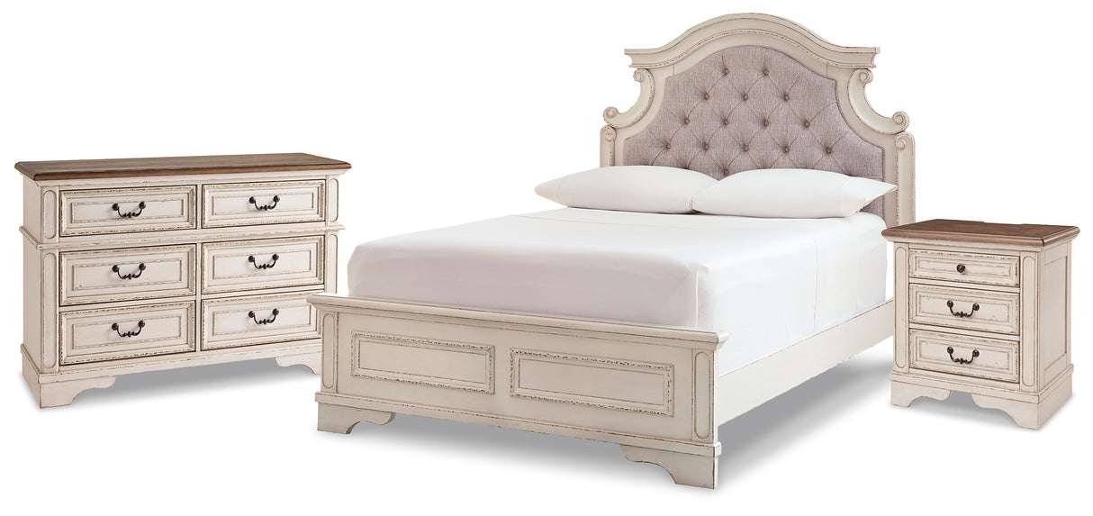 Realyn Chipped White Full Panel Bed, Dresser and Nightstand from Ashley - Luna Furniture