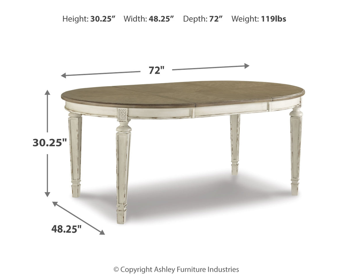 Realyn Dining Table and 4 Chairs in Chipped White from Ashley Furniture - Luna Furniture