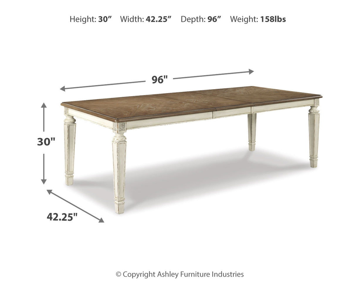 Realyn Dining Table and 8 Chairs in Chipped White from Ashley Furniture - Luna Furniture