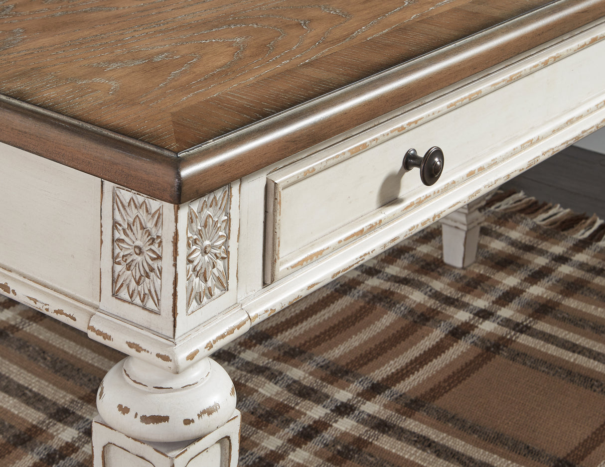 Realyn Home Office Desk and Storage in White/Brown from Ashley - Luna Furniture