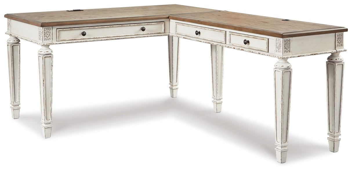 Realyn Lift-top Desk, L-shaped Desk and 4 Bookcases from Ashley Furniture - Luna Furniture
