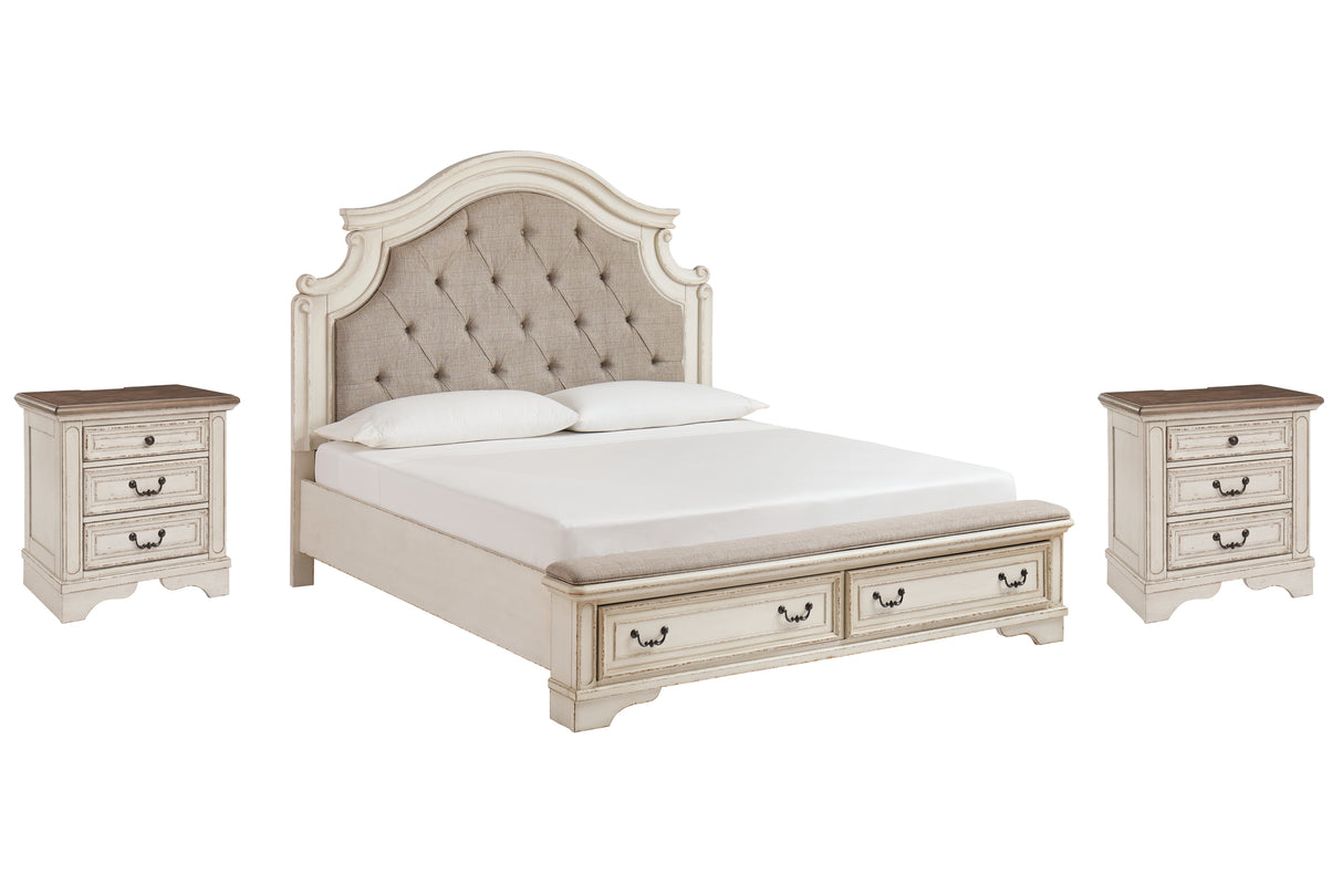 Realyn Queen Upholstered Bed with 2 Nightstands in Two-tone from Ashley - Luna Furniture