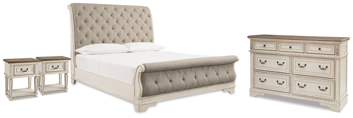Realyn Queen Upholstered Sleigh Bed, Dresser and 2 Nightstands from Ashley - Luna Furniture