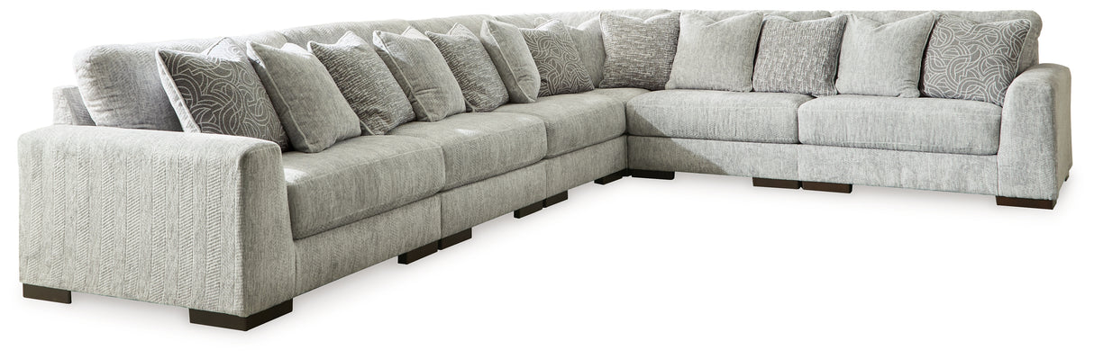 Regent Park Pewter 6-Piece Sectional with Ottoman from Ashley - Luna Furniture