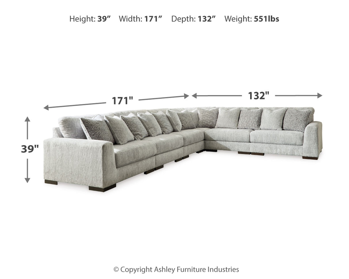 Regent Park Pewter 6-Piece Sectional with Ottoman from Ashley - Luna Furniture