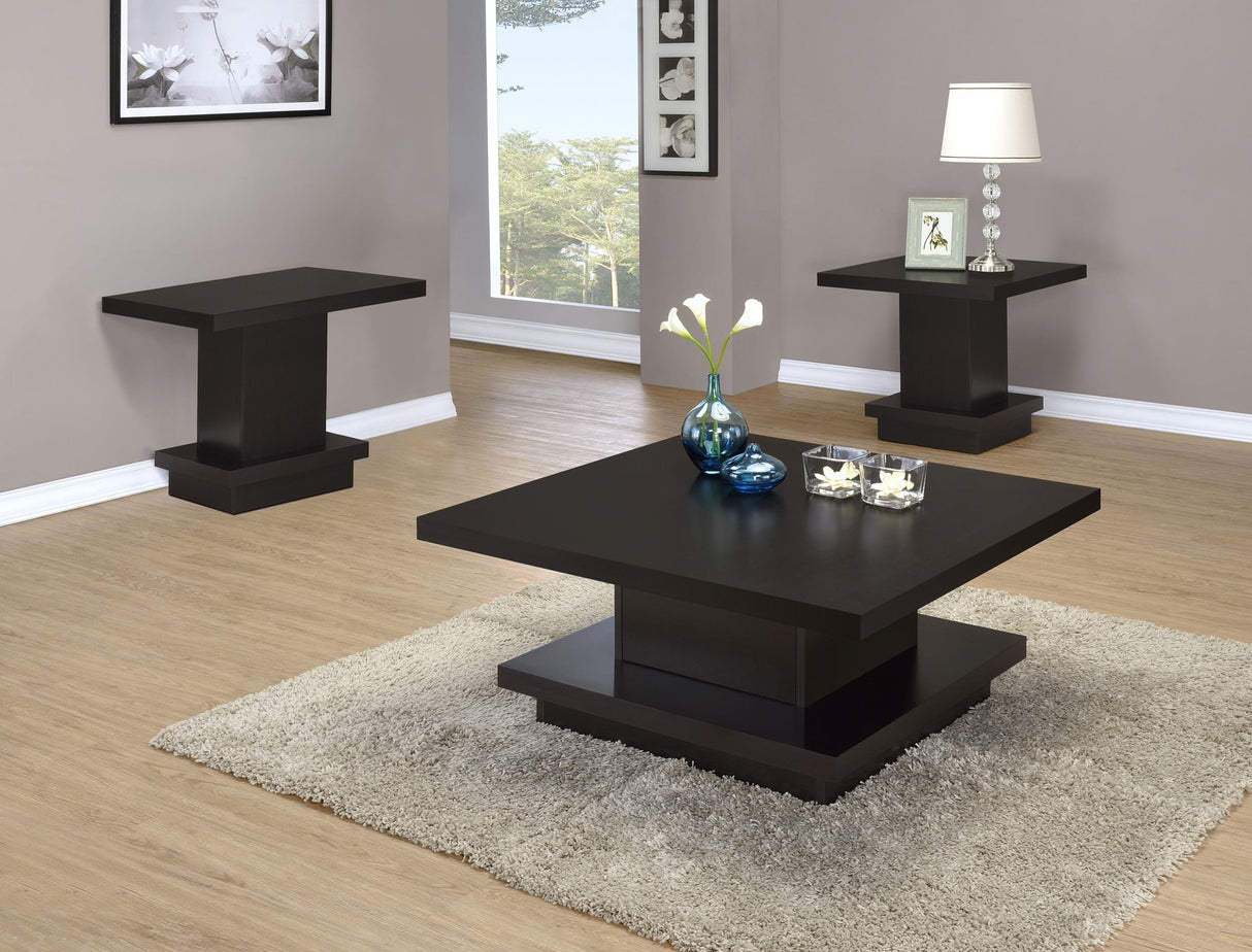 Reston Cappuccino 3-Piece Square Coffee and End Table Set from Coaster - Luna Furniture