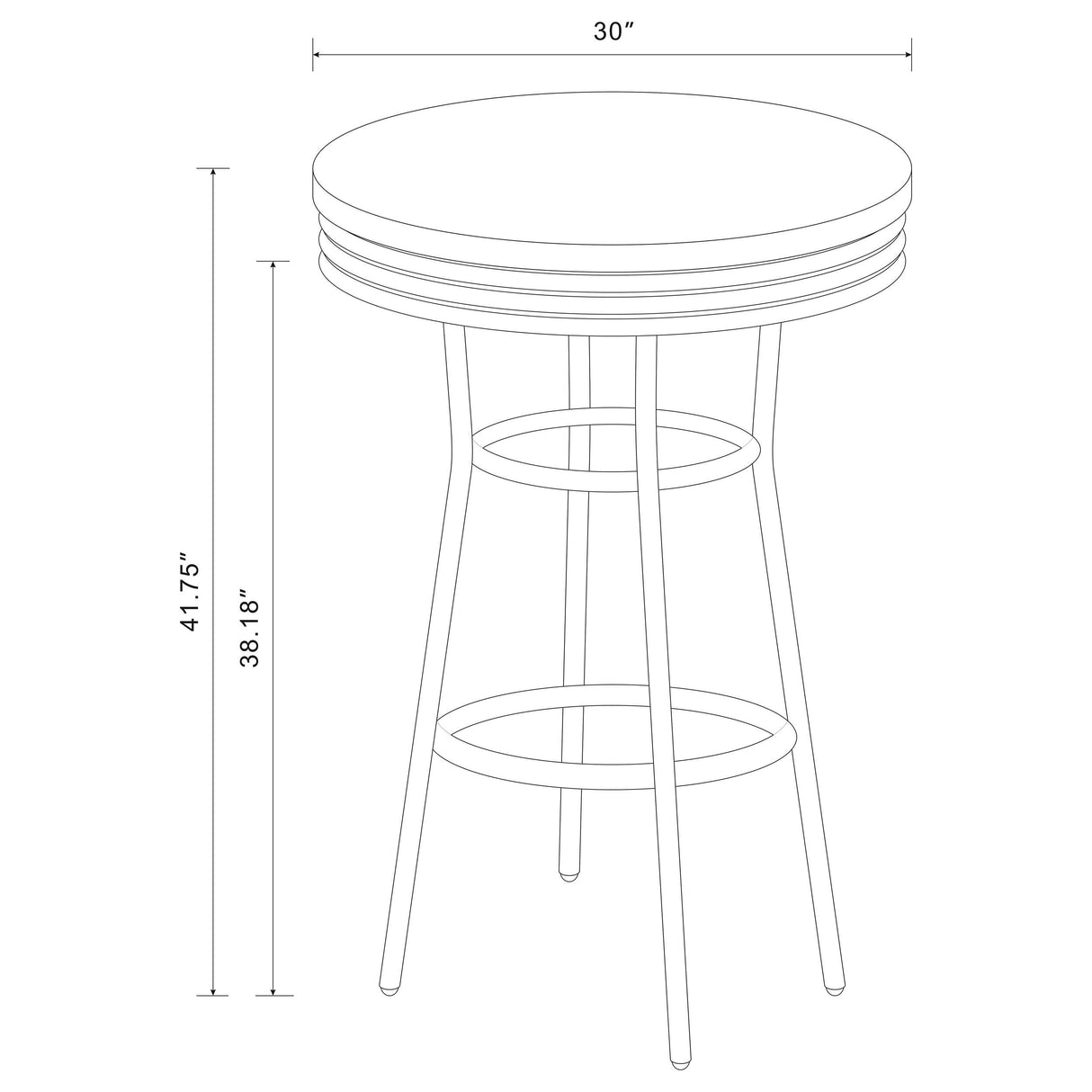 Retro 3-piece Round 1950s Bistro Pub Bar Table Set Black from Coaster - Luna Furniture