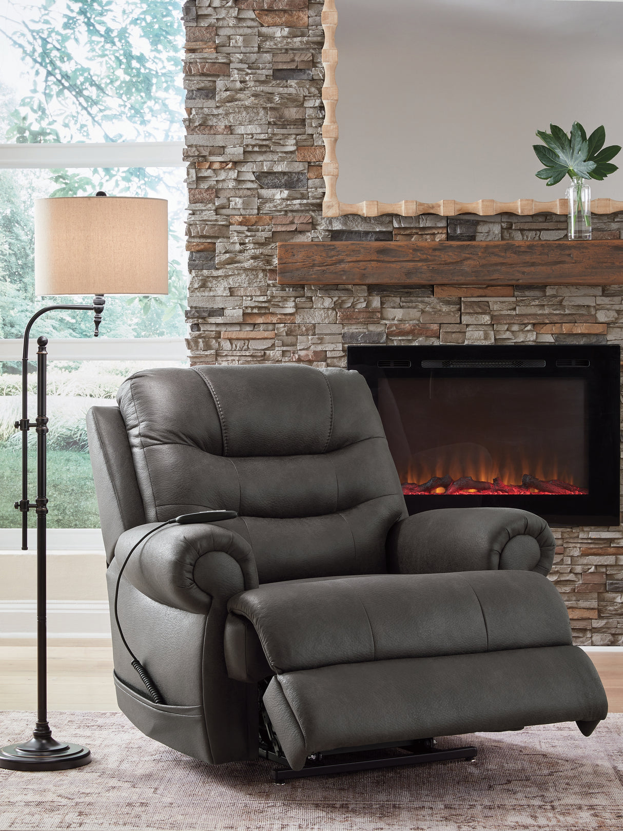 Revived and Restored Granite Power Lift Recliner from Ashley - Luna Furniture