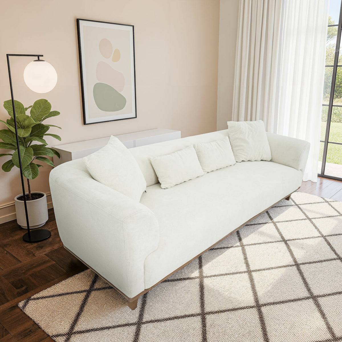 Richardson Cream Velvet Sofa from Ashcroft Furniture - Luna Furniture