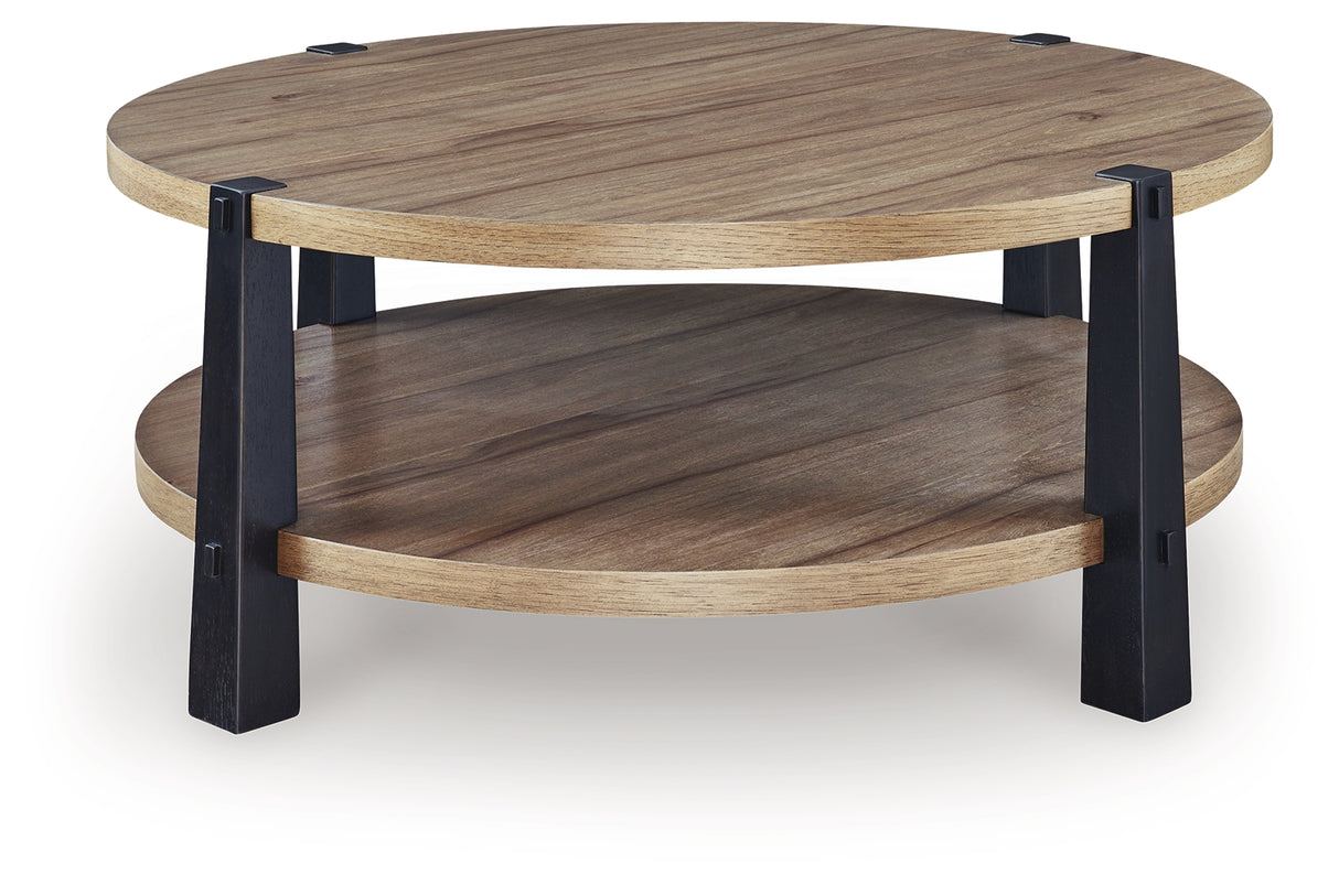 Ridgester Light Brown/Black Coffee Table from Ashley - Luna Furniture