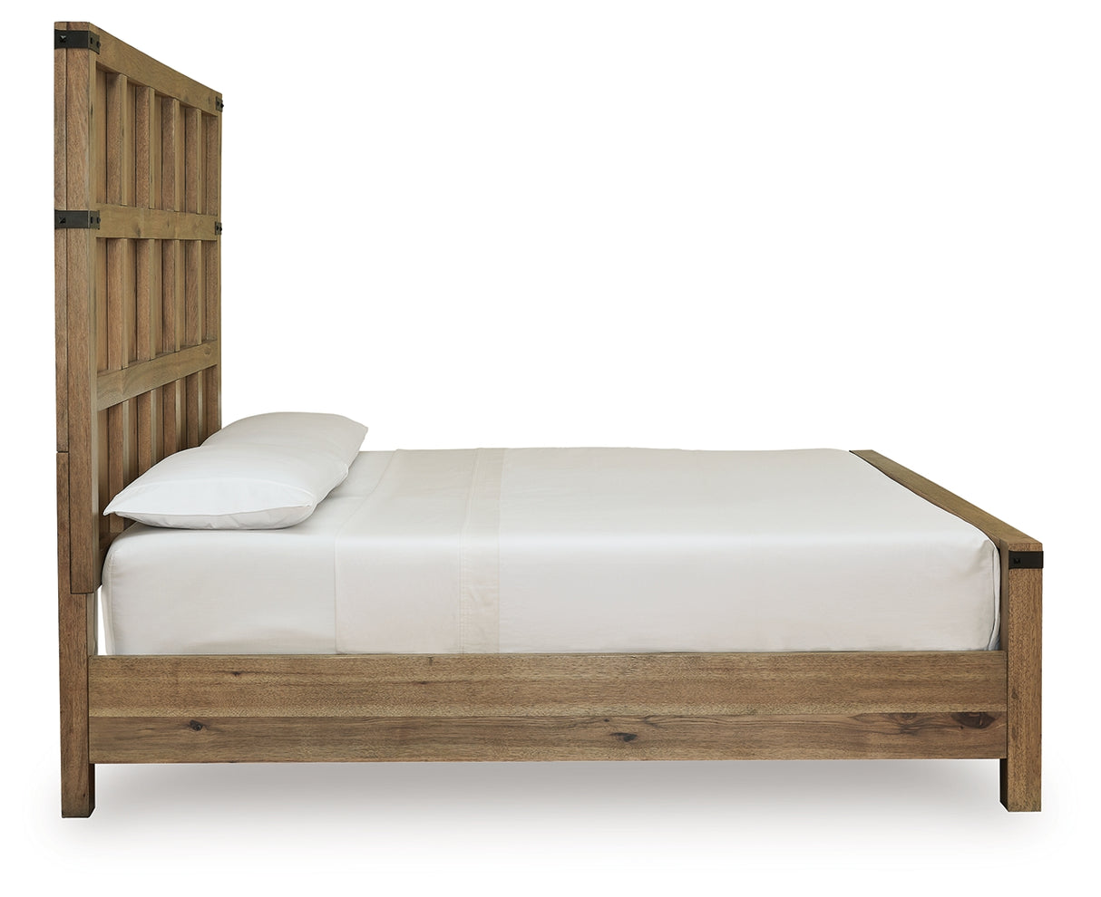 Ridgester Light Brown California King Panel Bed from Ashley - Luna Furniture