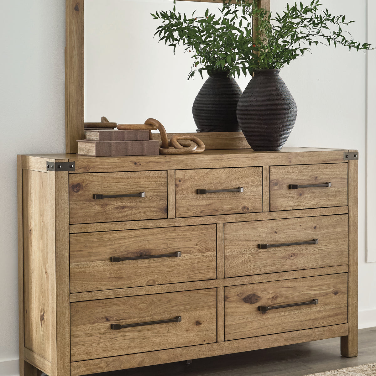 light brown dresser Ashley Kristiland 8 Drawer and Mirror, 41 L x 1 Size:3XL (24,26) OTM_MAY26 YOURS Curve Black Floral