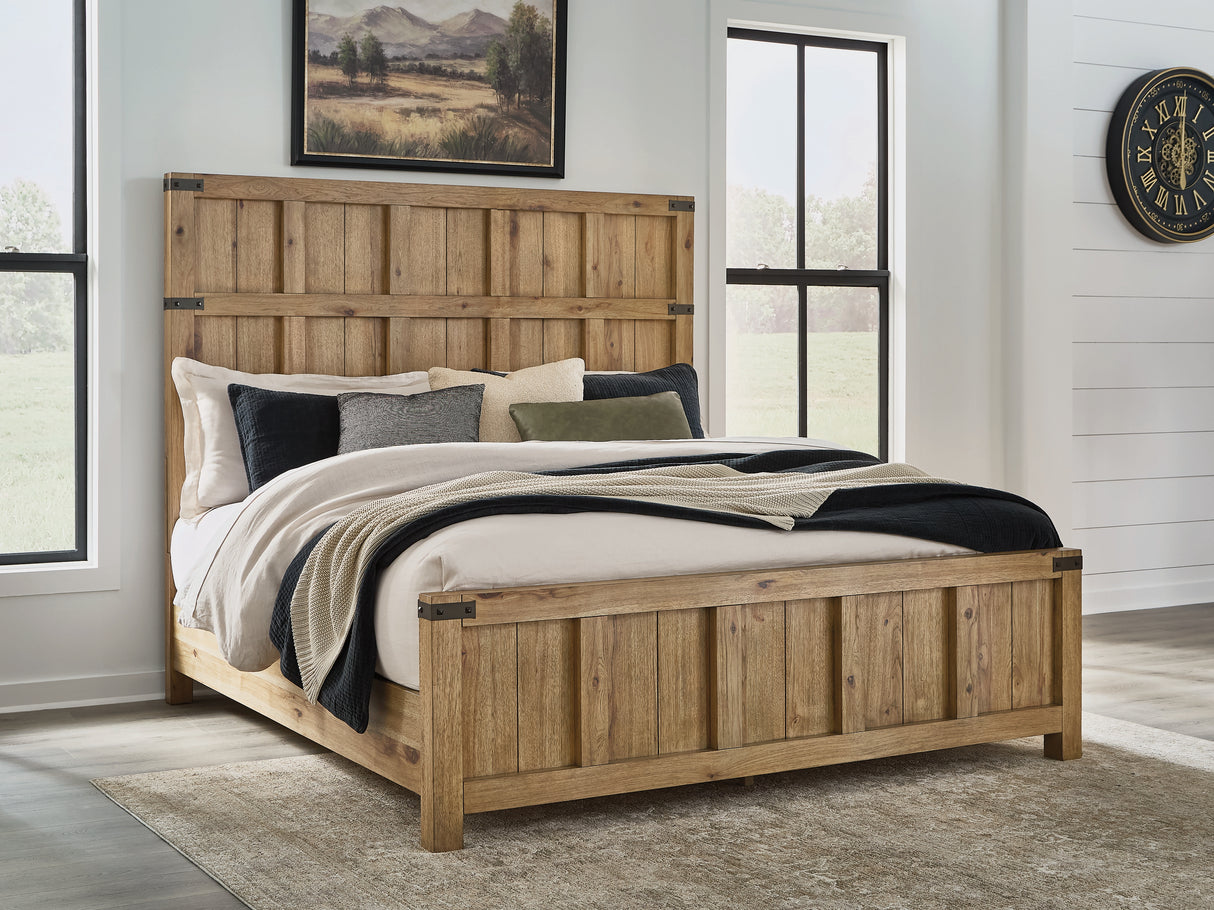 Ridgester Light Brown King Panel Bed from Ashley - Luna Furniture