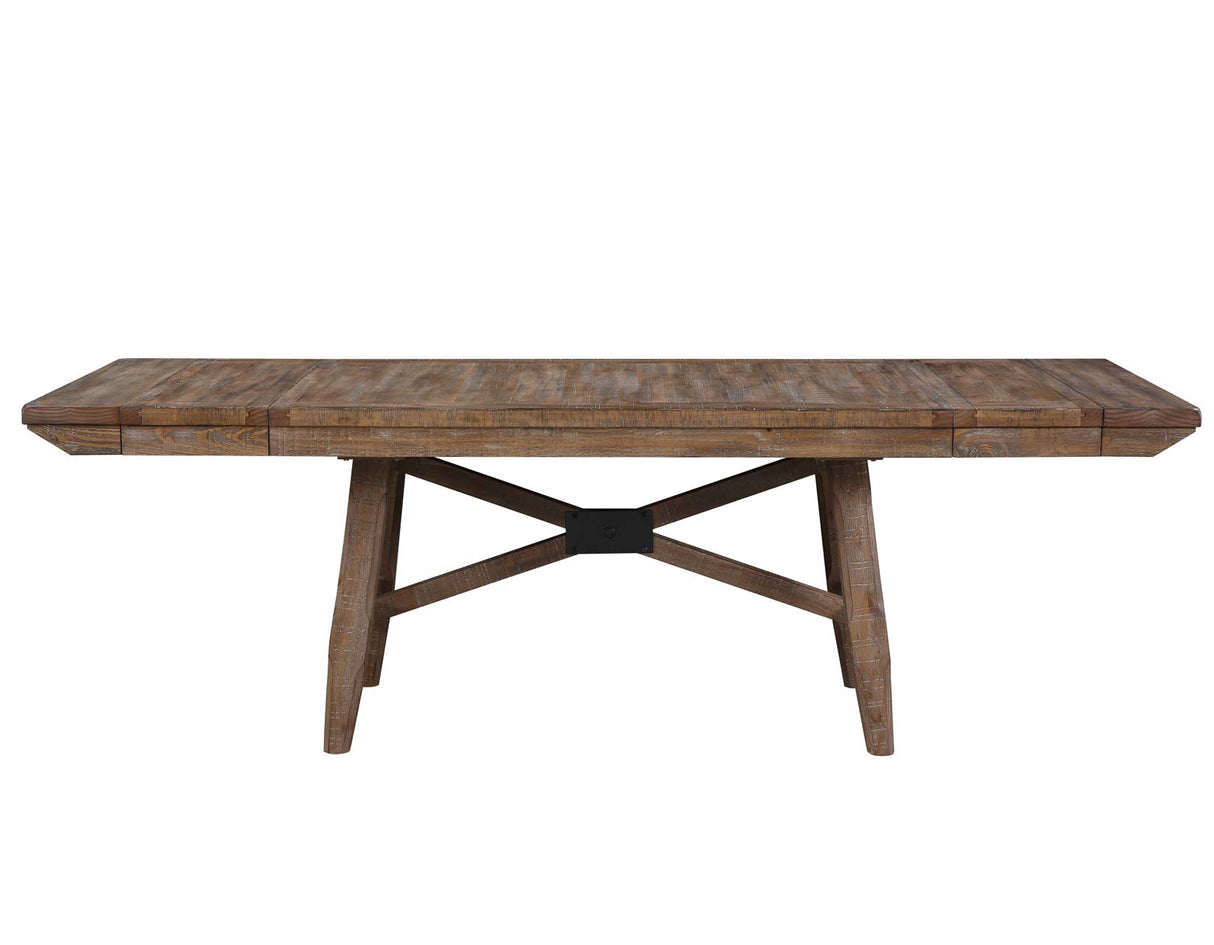 Riverdale Oatmeal/Driftwood 7-Piece Upholstered Trestle Dining Set from Steve Silver - Luna Furniture