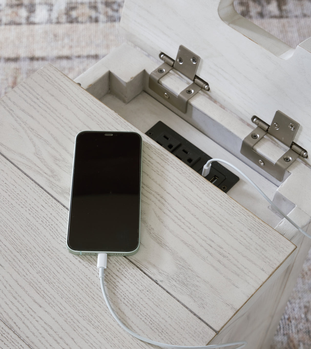 Robbinsdale Antique White Chairside End Table from Ashley - Luna Furniture
