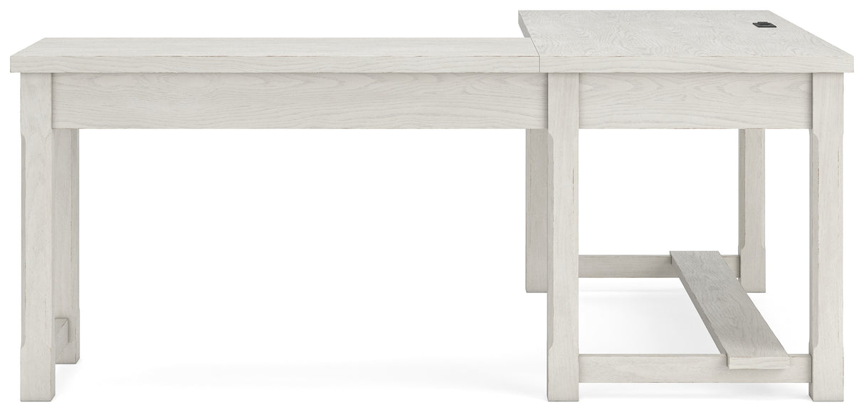 Robbinsdale Antique White L-Shaped Home Office Desk from Ashley - Luna Furniture