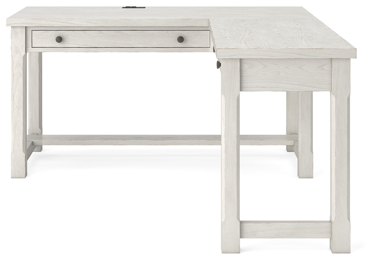 Robbinsdale Antique White L-Shaped Home Office Desk from Ashley - Luna Furniture