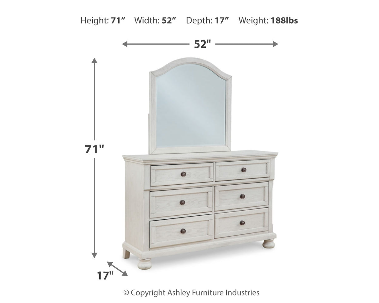 Robbinsdale Twin Sleigh Storage Bed with Mirrored Dresser and Nightstand in Antique White from Ashley - Luna Furniture
