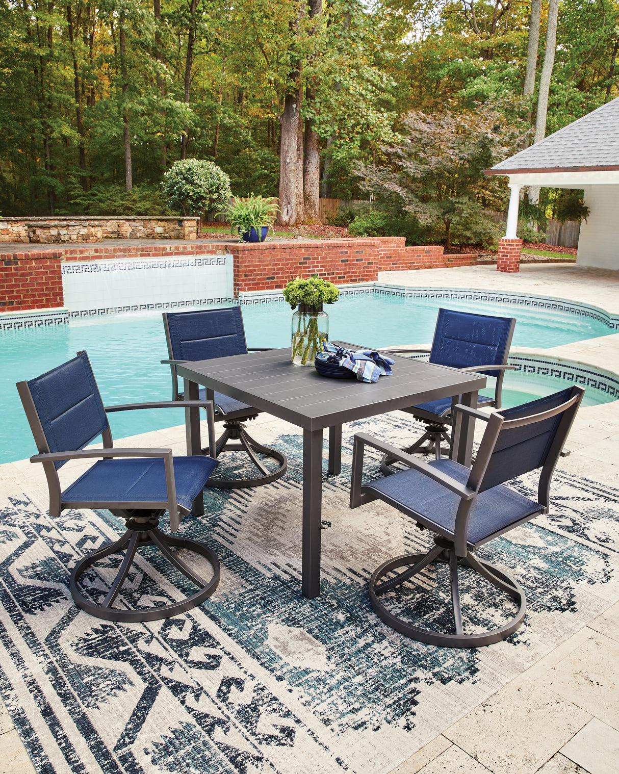 Rocky Creek Outdoor Dining Table and 4 Chairs in Gray from Ashley - Luna Furniture